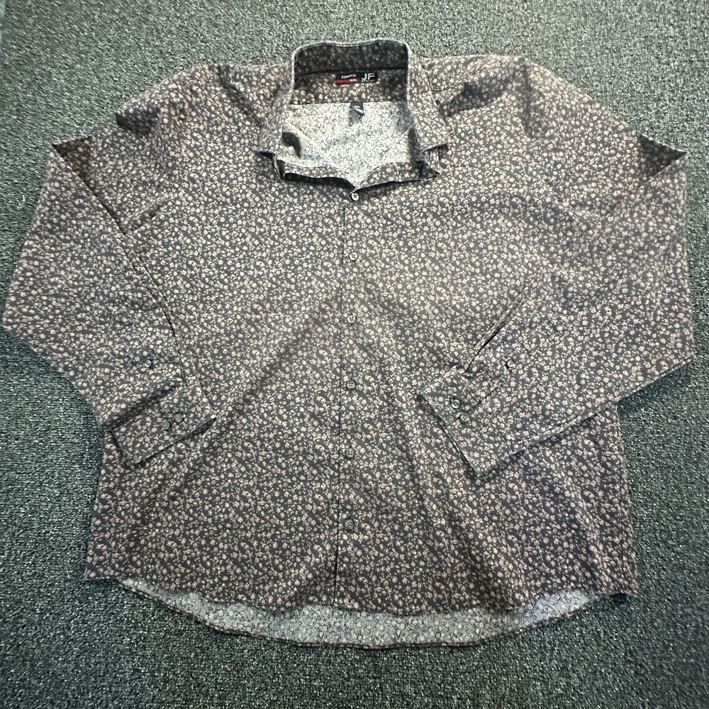 J Ferrar Mens XXL Slim Fit Stretch Shirt Floral Long Sleeve Button Down 634-0297